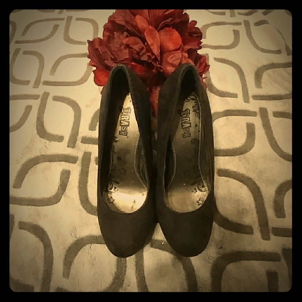 Suede platform heels.